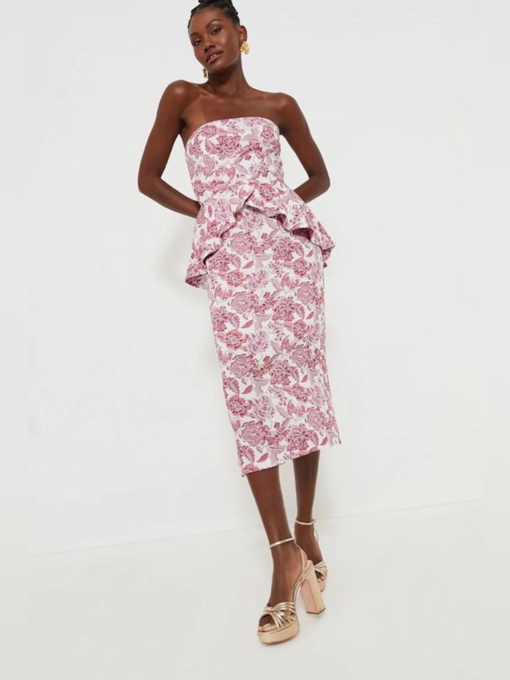 Hyacinth House Rosewood Floral Roxanne strapless dress